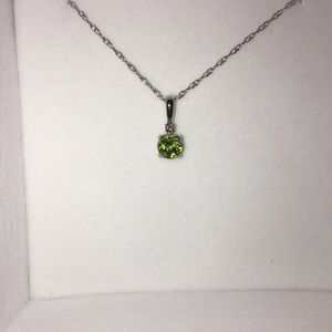 Silver and green custom gemstone pendant necklace